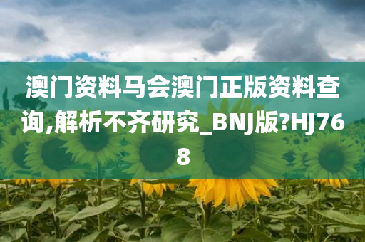 澳门资料马会澳门正版资料查询,解析不齐研究_BNJ版?HJ768