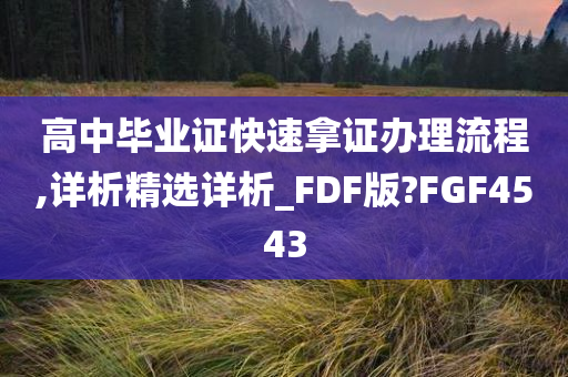 高中毕业证快速拿证办理流程,详析精选详析_FDF版?FGF4543