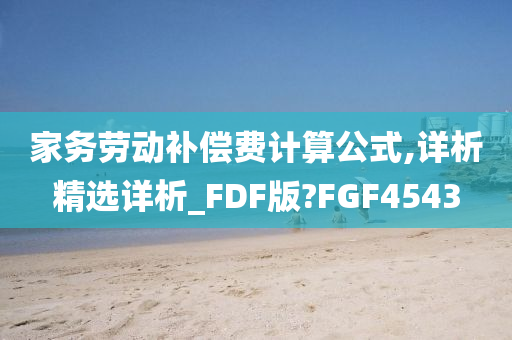 家务劳动补偿费计算公式,详析精选详析_FDF版?FGF4543