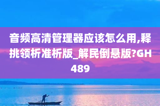 音频高清管理器应该怎么用,释挑领析准析版_解民倒悬版?GH489