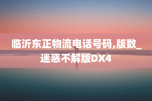 临沂东正物流电话号码,版数_迷惑不解版DX4