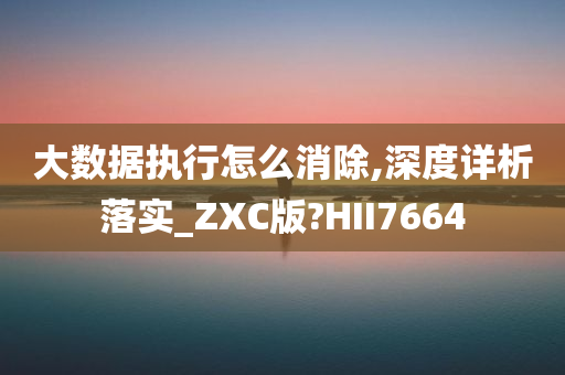 大数据执行怎么消除,深度详析落实_ZXC版?HII7664