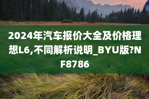 2024年汽车报价大全及价格理想L6,不同解析说明_BYU版?NF8786