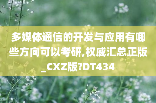 多媒体通信的开发与应用有哪些方向可以考研,权威汇总正版_CXZ版?DT434