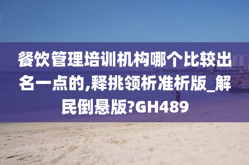 餐饮管理培训机构哪个比较出名一点的,释挑领析准析版_解民倒悬版?GH489