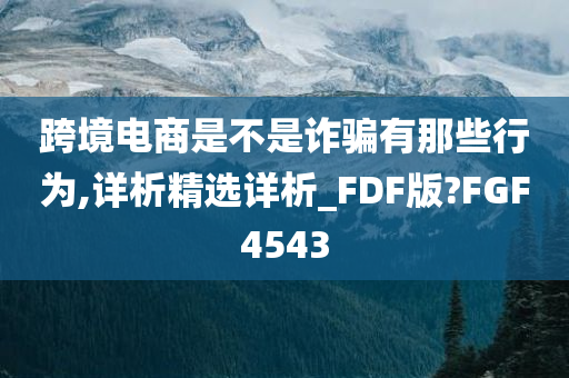 跨境电商是不是诈骗有那些行为,详析精选详析_FDF版?FGF4543