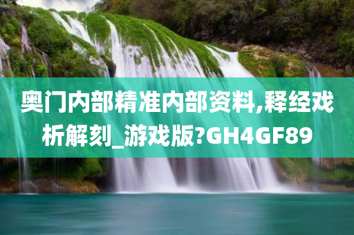 奥门内部精准内部资料,释经戏析解刻_游戏版?GH4GF89