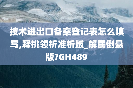 技术进出口备案登记表怎么填写,释挑领析准析版_解民倒悬版?GH489