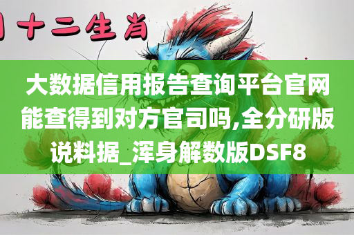 大数据信用报告查询平台官网能查得到对方官司吗,全分研版说料据_浑身解数版DSF8