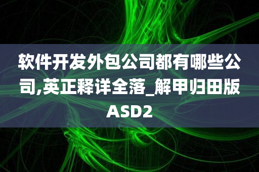 软件开发外包公司都有哪些公司,英正释详全落_解甲归田版ASD2