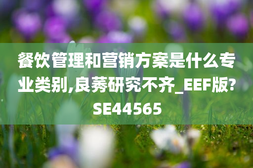 餐饮管理和营销方案是什么专业类别,良莠研究不齐_EEF版?SE44565