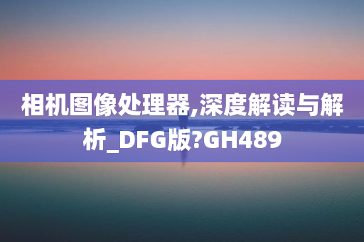 相机图像处理器,深度解读与解析_DFG版?GH489