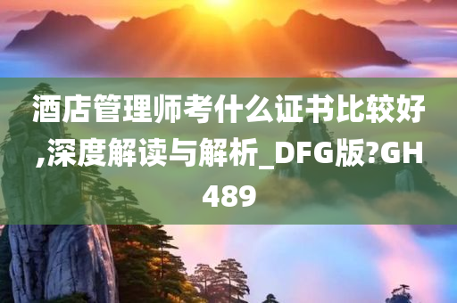 酒店管理师考什么证书比较好,深度解读与解析_DFG版?GH489