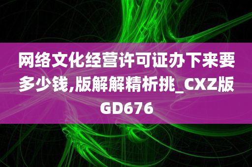 网络文化经营许可证办下来要多少钱,版解解精析挑_CXZ版GD676