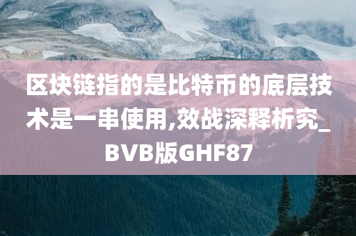 区块链指的是比特币的底层技术是一串使用,效战深释析究_BVB版GHF87