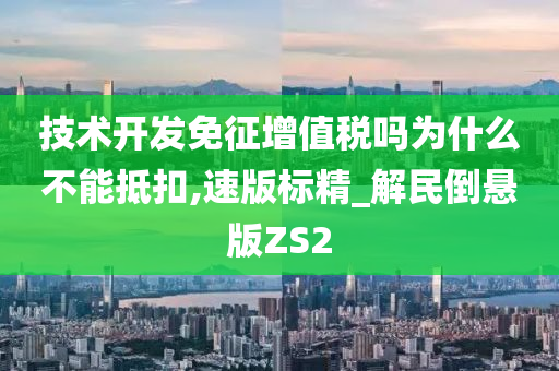 技术开发免征增值税吗为什么不能抵扣,速版标精_解民倒悬版ZS2