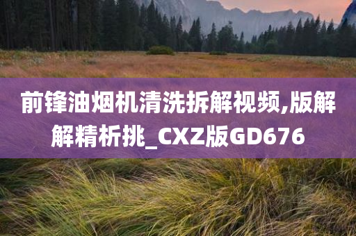 前锋油烟机清洗拆解视频,版解解精析挑_CXZ版GD676