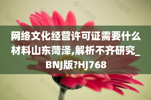 网络文化经营许可证需要什么材料山东菏泽,解析不齐研究_BNJ版?HJ768