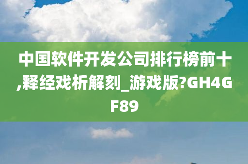 中国软件开发公司排行榜前十,释经戏析解刻_游戏版?GH4GF89