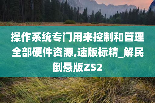 操作系统专门用来控制和管理全部硬件资源,速版标精_解民倒悬版ZS2