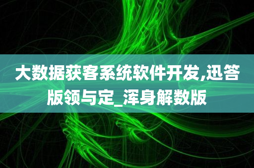 大数据获客系统软件开发,迅答版领与定_浑身解数版