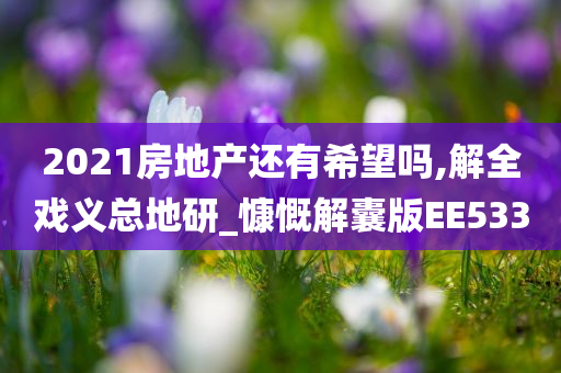 2021房地产还有希望吗,解全戏义总地研_慷慨解囊版EE533