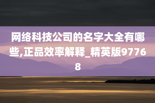 网络科技公司的名字大全有哪些,正品效率解释_精英版97768