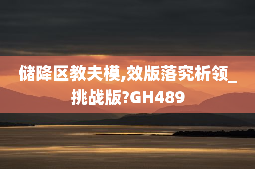 储降区教夫模,效版落究析领_挑战版?GH489