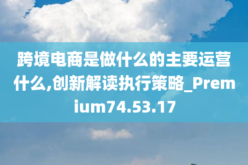 跨境电商是做什么的主要运营什么,创新解读执行策略_Premium74.53.17