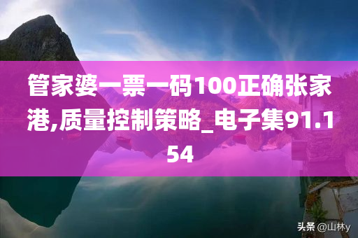 管家婆一票一码100正确张家港,质量控制策略_电子集91.154