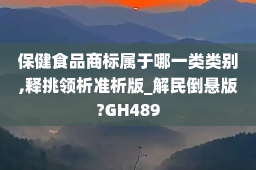 保健食品商标属于哪一类类别,释挑领析准析版_解民倒悬版?GH489