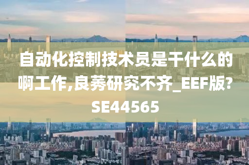 自动化控制技术员是干什么的啊工作,良莠研究不齐_EEF版?SE44565