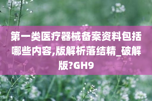 第一类医疗器械备案资料包括哪些内容,版解析落结精_破解版?GH9