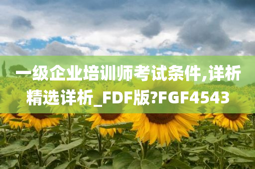 一级企业培训师考试条件,详析精选详析_FDF版?FGF4543