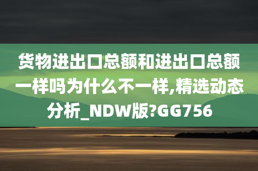 货物进出口总额和进出口总额一样吗为什么不一样,精选动态分析_NDW版?GG756