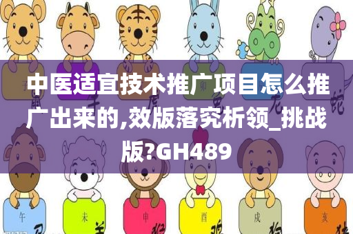 中医适宜技术推广项目怎么推广出来的,效版落究析领_挑战版?GH489