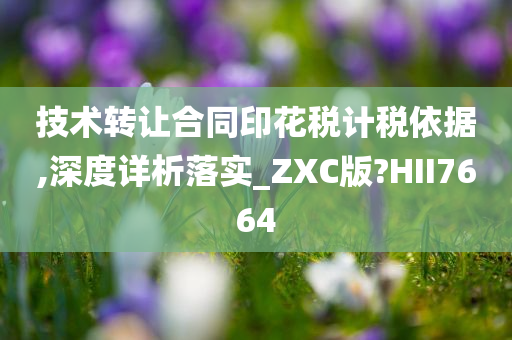 技术转让合同印花税计税依据,深度详析落实_ZXC版?HII7664