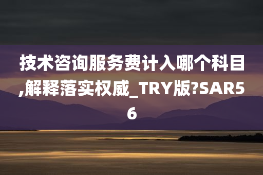 技术咨询服务费计入哪个科目,解释落实权威_TRY版?SAR56