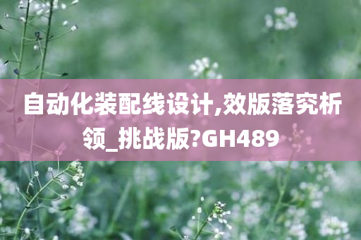 自动化装配线设计,效版落究析领_挑战版?GH489