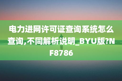 电力进网许可证查询系统怎么查询,不同解析说明_BYU版?NF8786