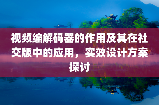 视频编解码器的作用及其在社交版中的应用，实效设计方案探讨