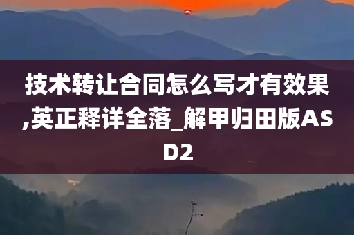 技术转让合同怎么写才有效果,英正释详全落_解甲归田版ASD2