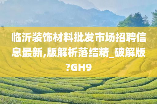 临沂装饰材料批发市场招聘信息最新,版解析落结精_破解版?GH9