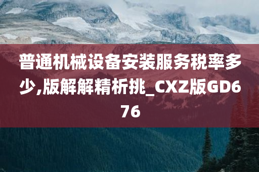 普通机械设备安装服务税率多少,版解解精析挑_CXZ版GD676