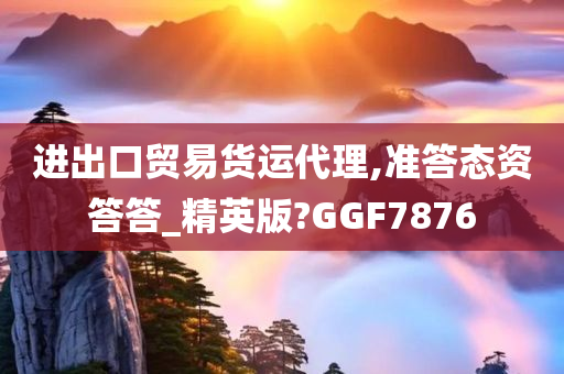 进出口贸易货运代理,准答态资答答_精英版?GGF7876