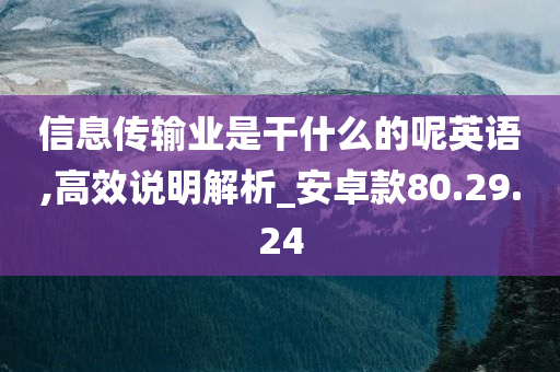 信息传输业是干什么的呢英语,高效说明解析_安卓款80.29.24