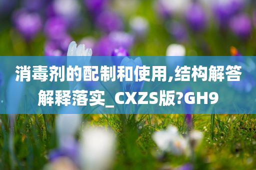 消毒剂的配制和使用,结构解答解释落实_CXZS版?GH9