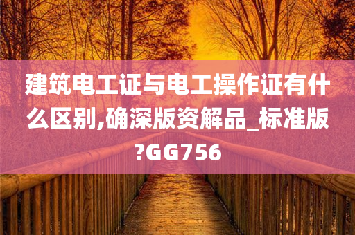 建筑电工证与电工操作证有什么区别,确深版资解品_标准版?GG756