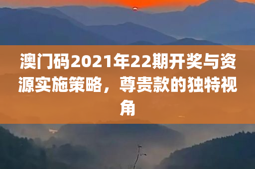 澳门码2021年22期开奖与资源实施策略，尊贵款的独特视角