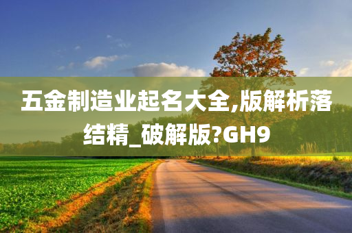 五金制造业起名大全,版解析落结精_破解版?GH9